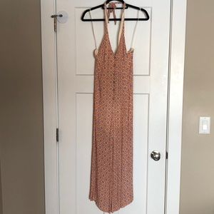 Orange Patterned Haltered Jumpsuit